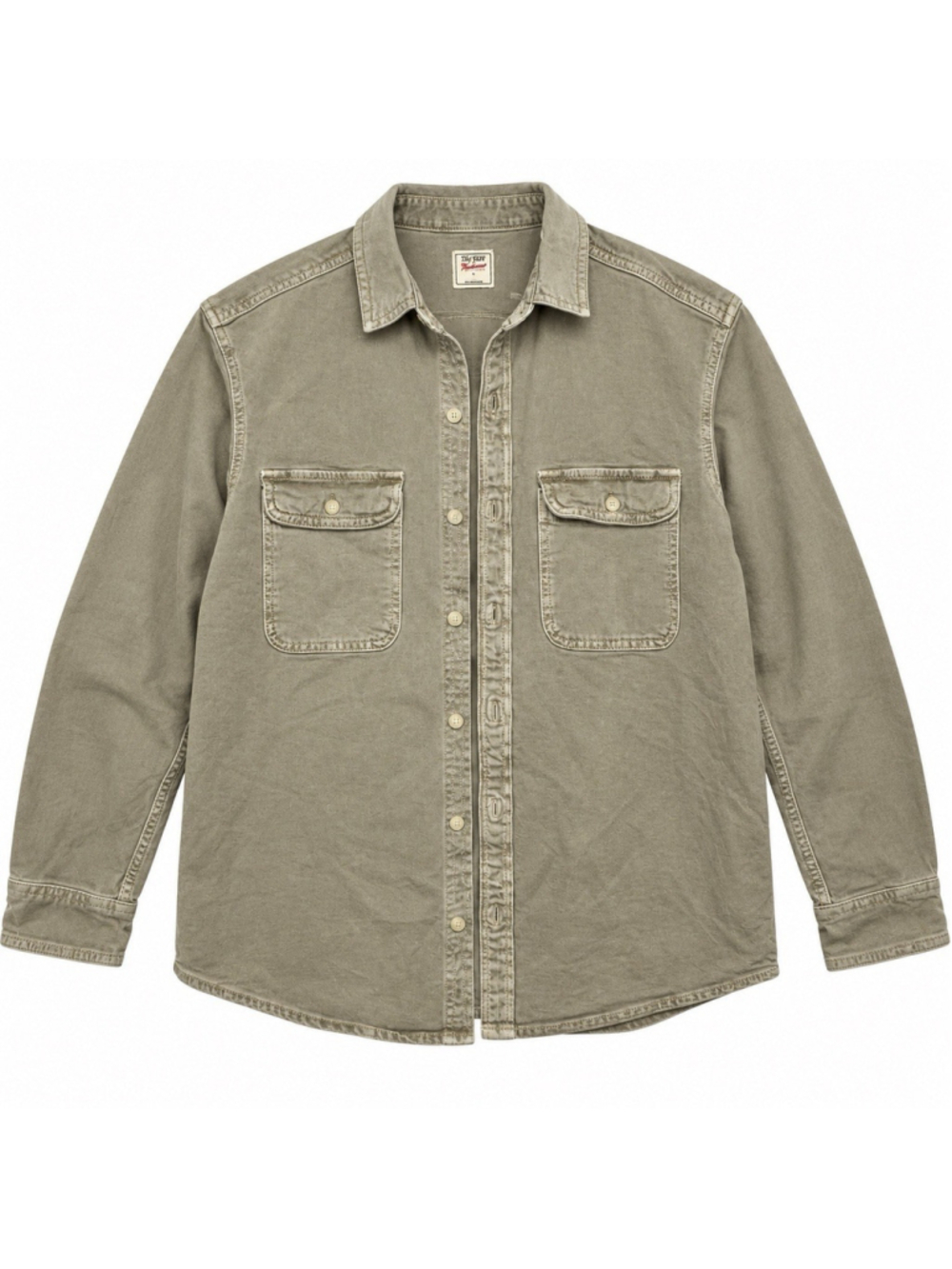 Old Navy Workwear Long Sleeve Button Up Shirt Mens L Olive Green Utility Vintage